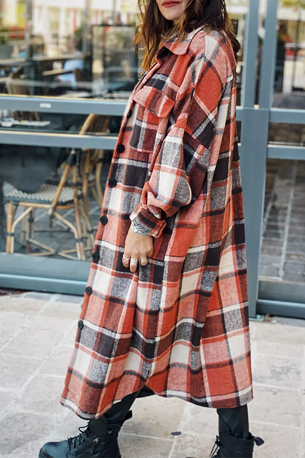 Fashion Casual Plaid Pocket Buttons Shirt Collar Outerwear(5 Colors)