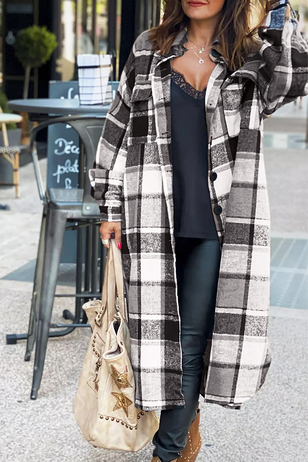 Fashion Casual Plaid Pocket Buttons Shirt Collar Outerwear(5 Colors)