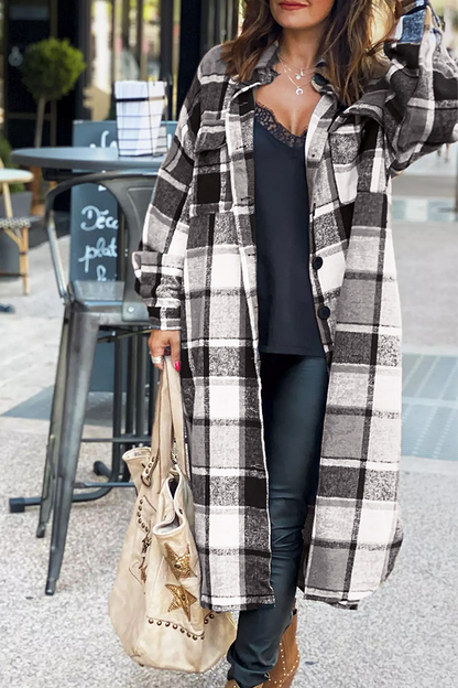 Fashion Casual Plaid Pocket Buttons Shirt Collar Outerwear(5 Colors)