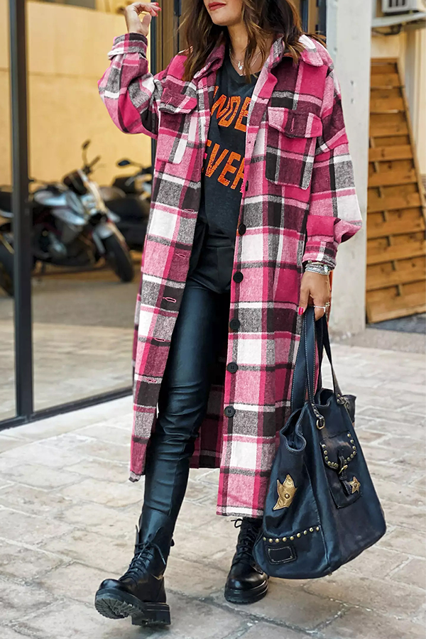 Fashion Casual Plaid Pocket Buttons Shirt Collar Outerwear(5 Colors)