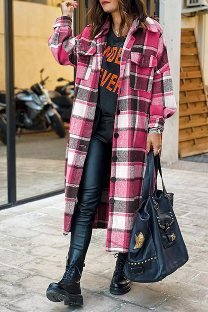 Fashion Casual Plaid Pocket Buttons Shirt Collar Outerwear(5 Colors)