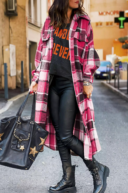 Fashion Casual Plaid Pocket Buttons Shirt Collar Outerwear(5 Colors)