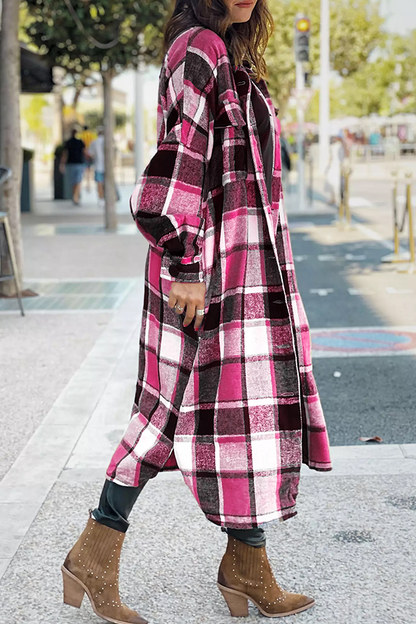 Fashion Casual Plaid Pocket Buttons Shirt Collar Outerwear(5 Colors)