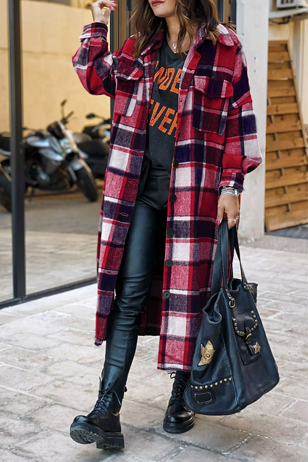 Fashion Casual Plaid Pocket Buttons Shirt Collar Outerwear(5 Colors)