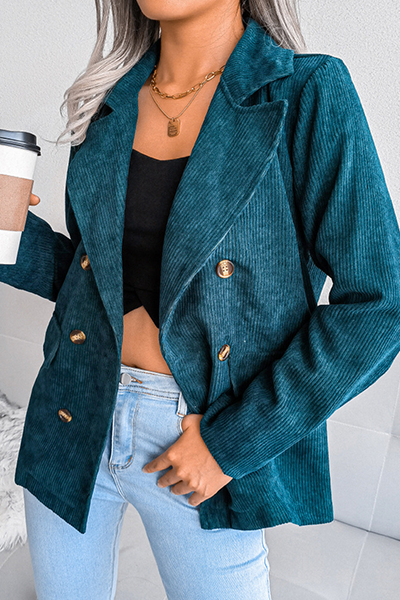 Casual Solid Buckle Turn-back Collar Outerwear(3 Colors)