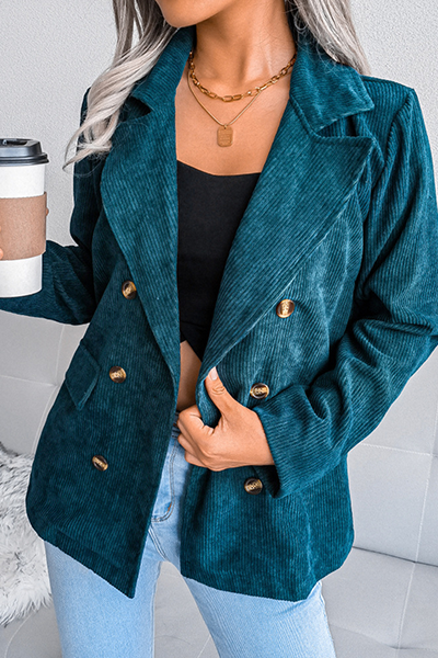 Casual Solid Buckle Turn-back Collar Outerwear(3 Colors)