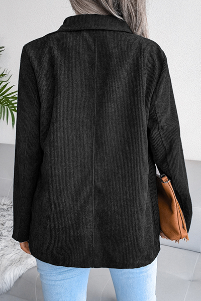 Casual Solid Buckle Turn-back Collar Outerwear(3 Colors)