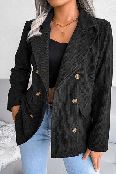 Casual Solid Buckle Turn-back Collar Outerwear(3 Colors)