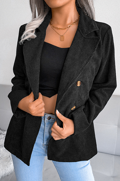 Casual Solid Buckle Turn-back Collar Outerwear(3 Colors)