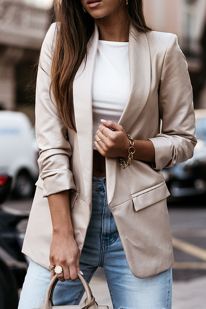 Casual Street Solid Split Joint Turn-back Collar Outerwear