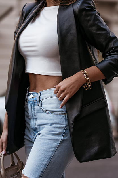 Casual Street Solid Split Joint Turn-back Collar Outerwear