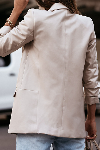 Casual Street Solid Split Joint Turn-back Collar Outerwear