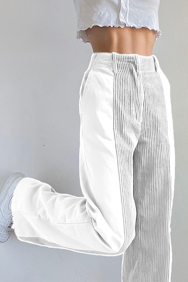 Casual Street Patchwork Contrast High Waist Patchwork Bottoms(6 Colors)