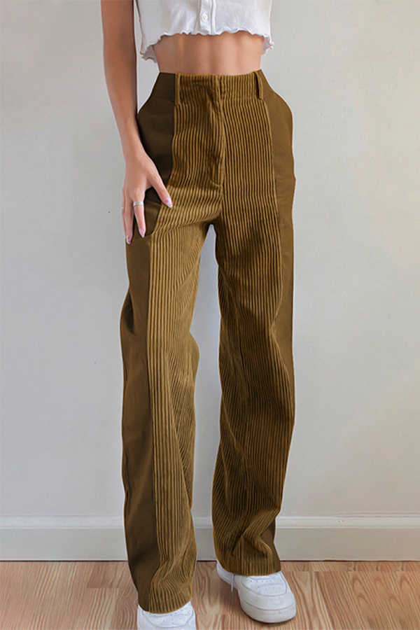 Casual Street Patchwork Contrast High Waist Patchwork Bottoms(6 Colors)