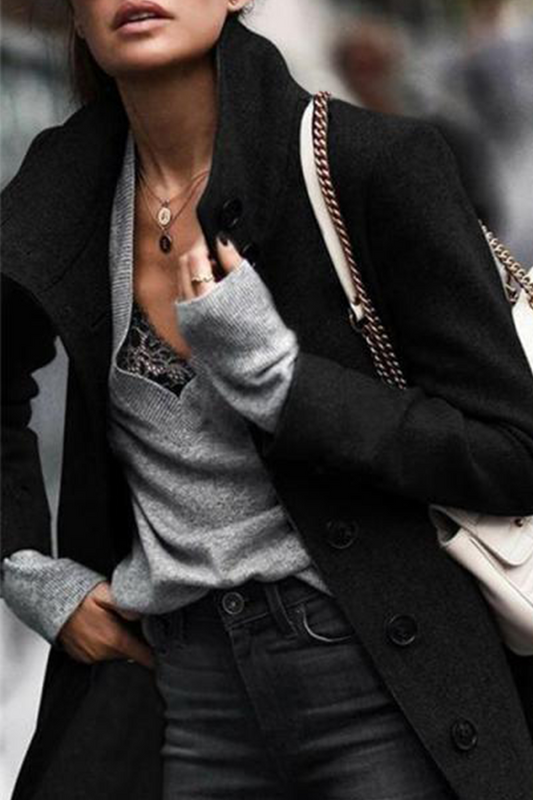 Casual Street Solid Patchwork Buckle Outerwear