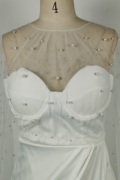 Celebrities Elegant Solid Slit Beading Mesh Strapless Evening Dress Dresses