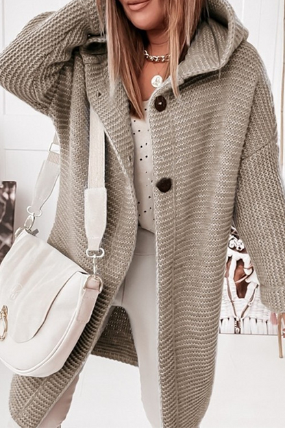 Casual Solid Patchwork Buckle Hooded Collar Outerwear(8 Colors)