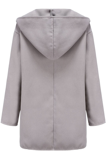 Casual Elegant Solid Patchwork Buttons Hooded Collar Outerwear(7 Colors)