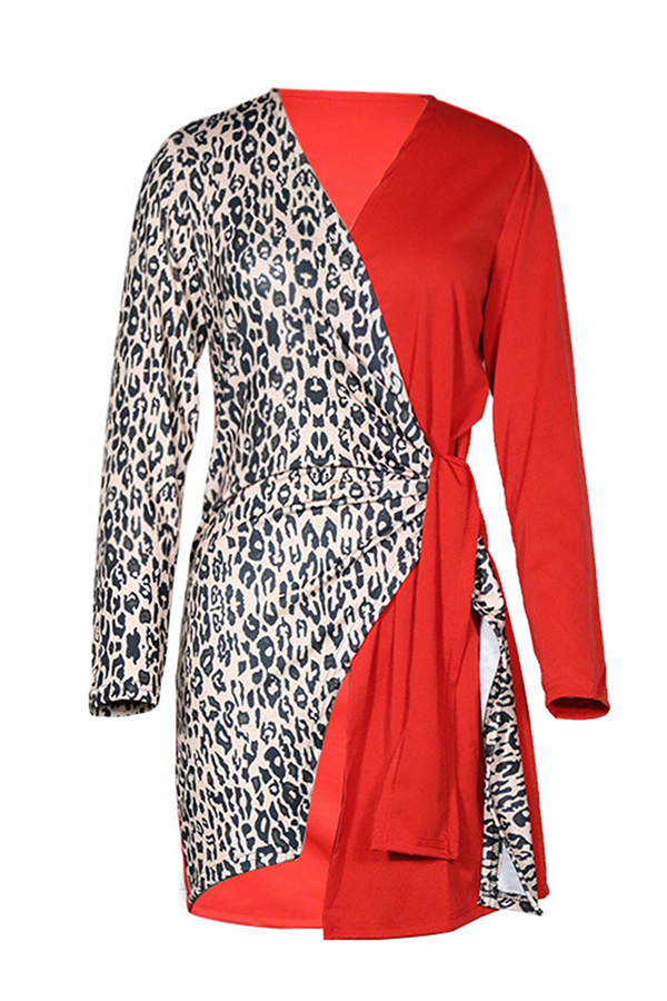 Casual Elegant Leopard Patchwork Strap Design V Neck Outerwear(4 Colors)