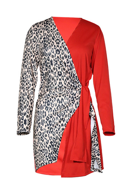 Casual Elegant Leopard Patchwork Strap Design V Neck Outerwear(4 Colors)