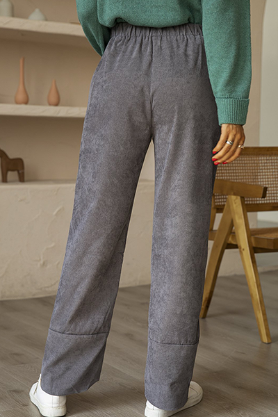 Casual Solid Pocket Slit Straight Solid Color Bottoms