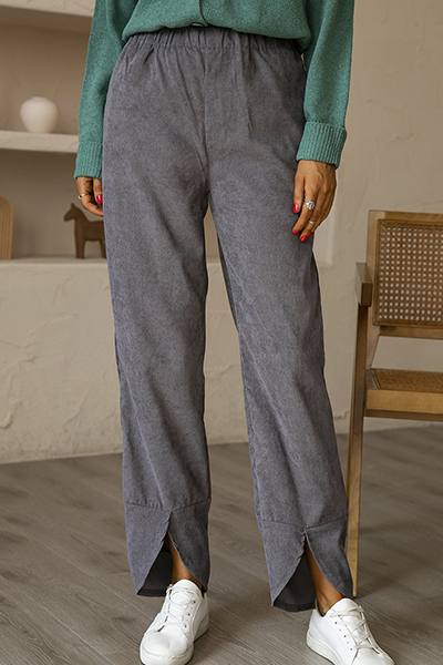 Casual Solid Pocket Slit Straight Solid Color Bottoms