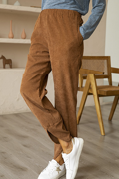 Casual Solid Pocket Slit Straight Solid Color Bottoms