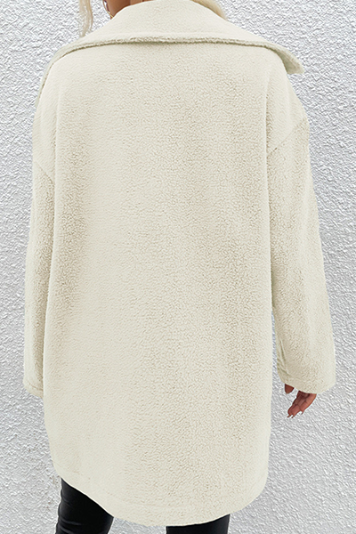 Fashion Elegant Solid Patchwork Pocket Turndown Collar Outerwear