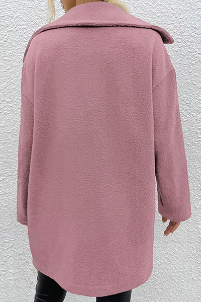 Fashion Elegant Solid Patchwork Pocket Turndown Collar Outerwear