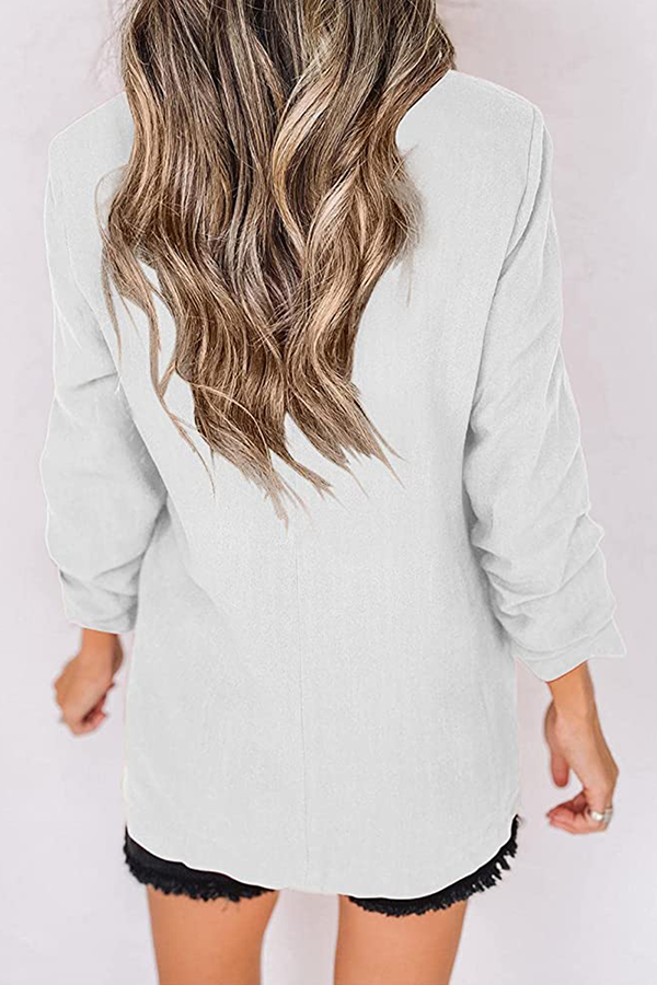 Elegant Solid Patchwork Pocket Turndown Collar Outerwear(12 Colors)