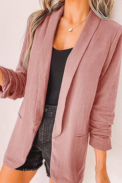 Elegant Solid Patchwork Pocket Turndown Collar Outerwear(12 Colors)