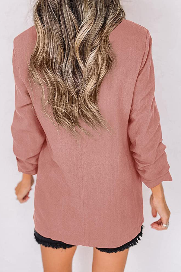 Elegant Solid Patchwork Pocket Turndown Collar Outerwear(12 Colors)