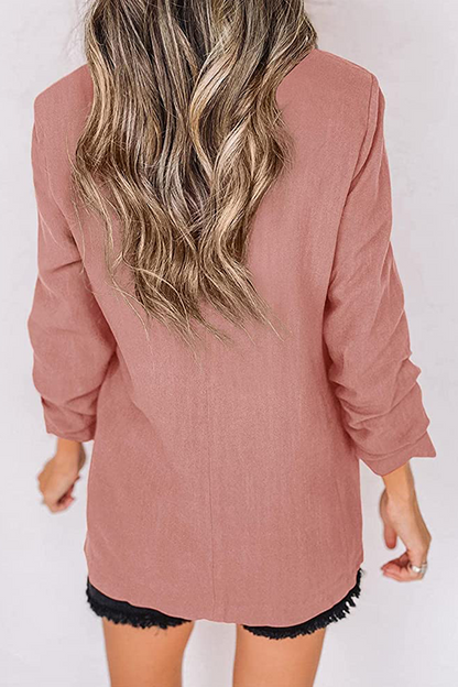 Elegant Solid Patchwork Pocket Turndown Collar Outerwear(12 Colors)