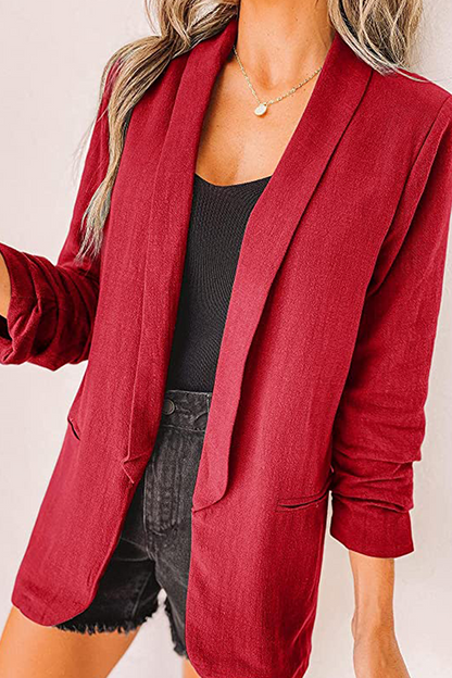 Elegant Solid Patchwork Pocket Turndown Collar Outerwear(12 Colors)