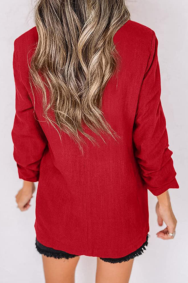 Elegant Solid Patchwork Pocket Turndown Collar Outerwear(12 Colors)