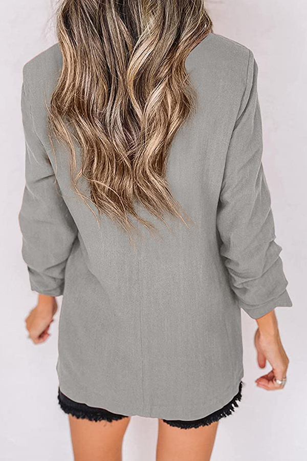 Elegant Solid Patchwork Pocket Turndown Collar Outerwear(12 Colors)