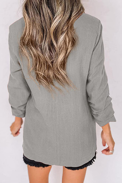 Elegant Solid Patchwork Pocket Turndown Collar Outerwear(12 Colors)