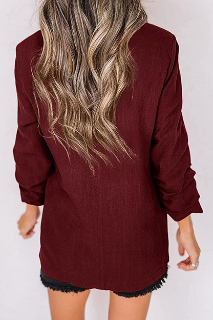 Elegant Solid Patchwork Pocket Turndown Collar Outerwear(12 Colors)