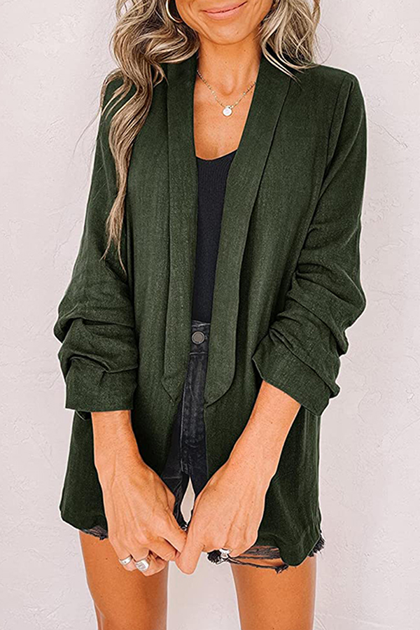 Elegant Solid Patchwork Pocket Turndown Collar Outerwear(12 Colors)