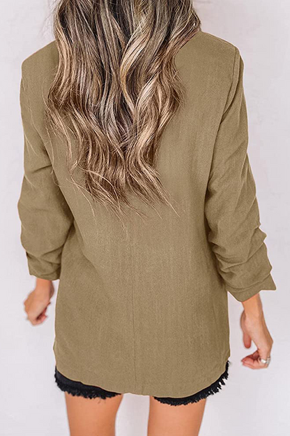 Elegant Solid Patchwork Pocket Turndown Collar Outerwear(12 Colors)