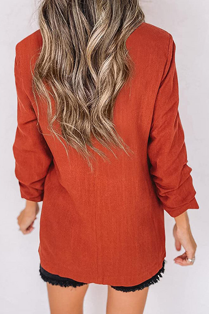 Elegant Solid Patchwork Pocket Turndown Collar Outerwear(12 Colors)