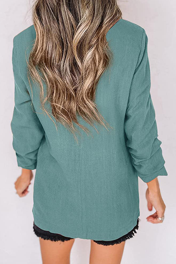 Elegant Solid Patchwork Pocket Turndown Collar Outerwear(12 Colors)