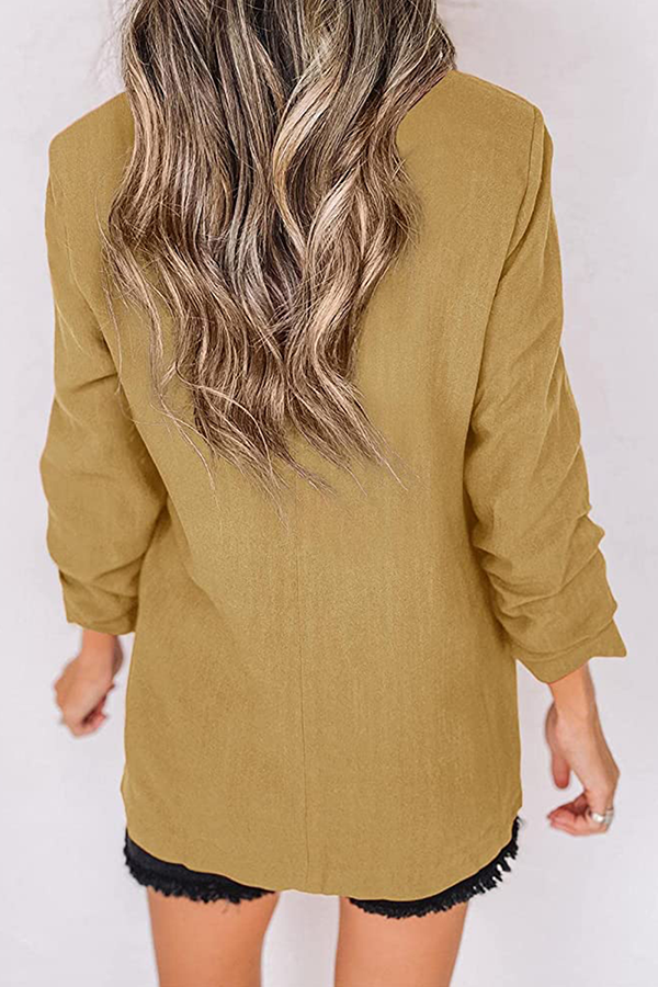 Elegant Solid Patchwork Pocket Turndown Collar Outerwear(12 Colors)