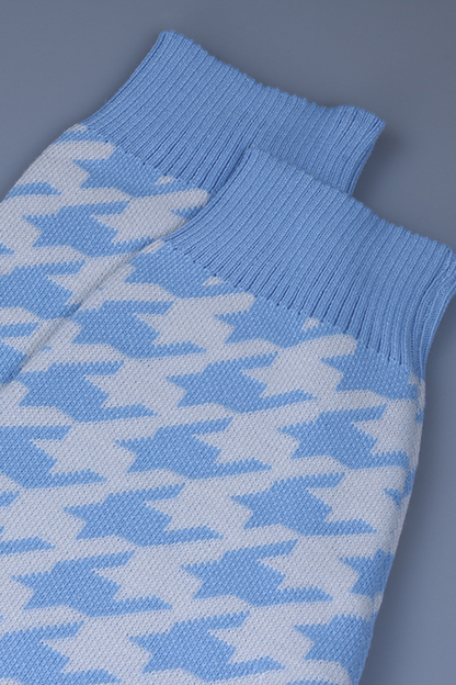 Fashion Street Geometric Patchwork Contrast O Neck Sweater(3 Colors)