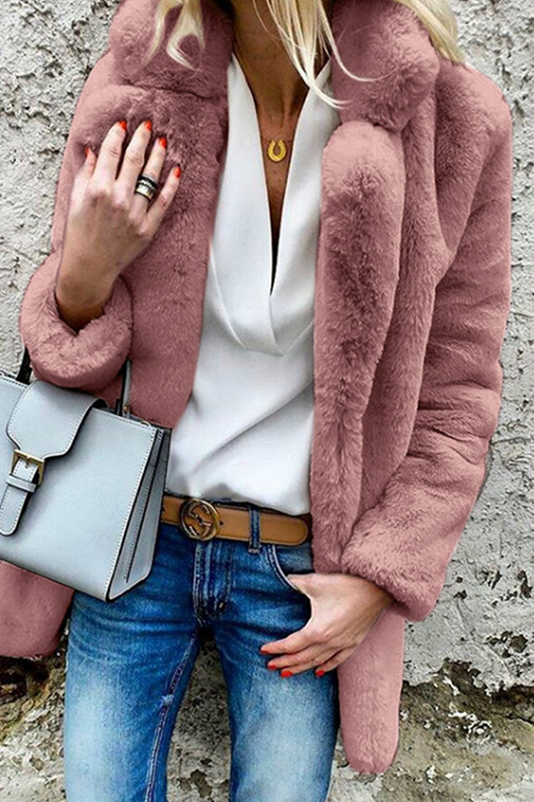 Casual Solid Patchwork Basic Turndown Collar Outerwear(4 Colors)