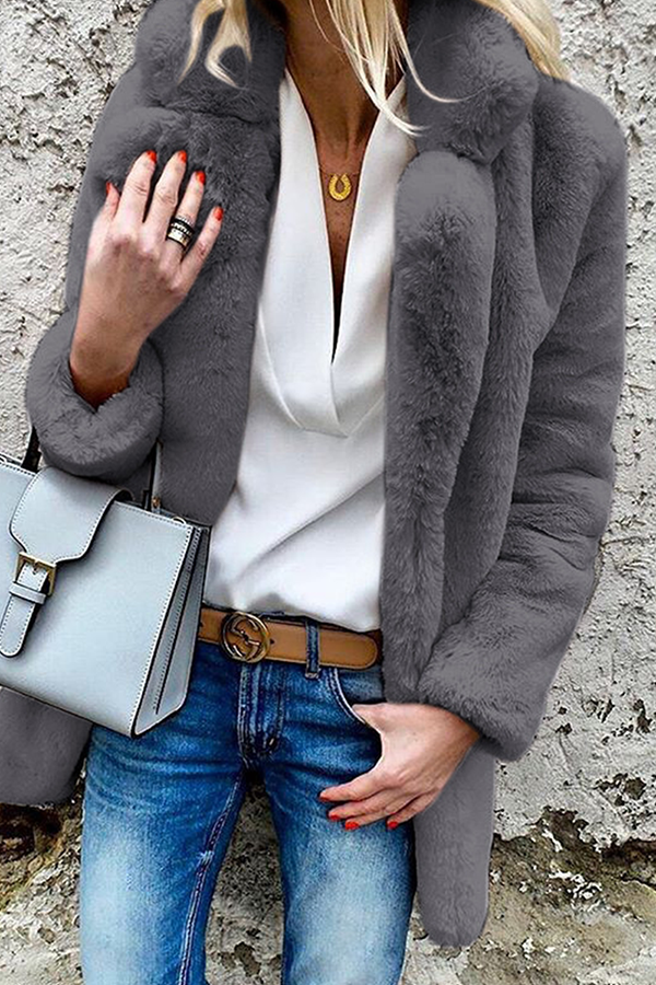 Casual Solid Patchwork Basic Turndown Collar Outerwear(4 Colors)