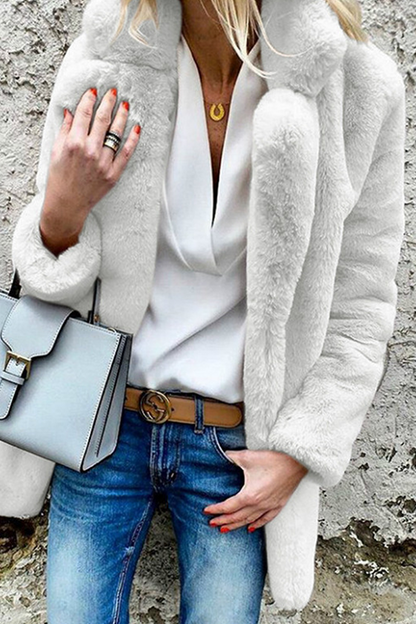 Casual Solid Patchwork Basic Turndown Collar Outerwear(4 Colors)