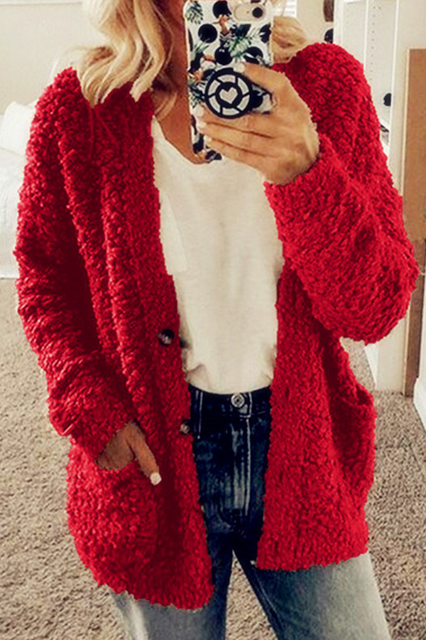 Casual Solid Pocket Buckle Outerwear(10 Colors)