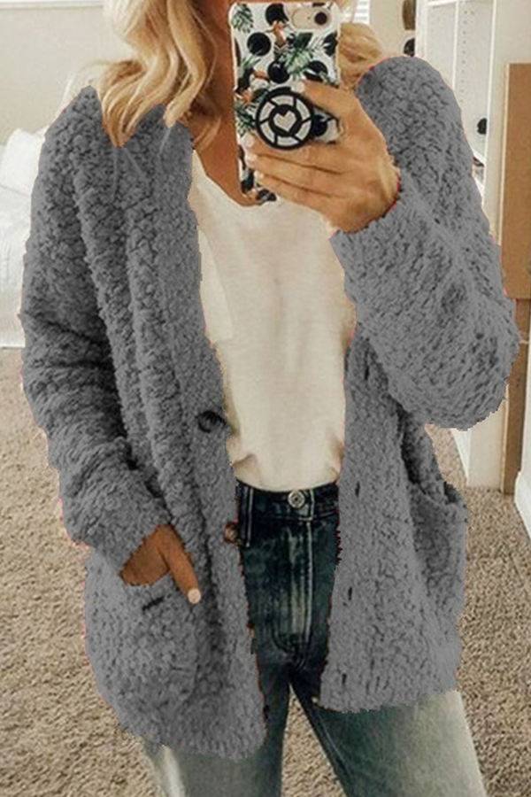 Casual Solid Pocket Buckle Outerwear(10 Colors)