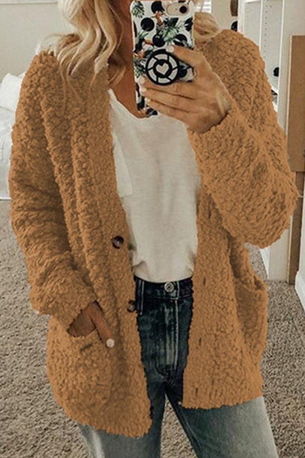 Casual Solid Pocket Buckle Outerwear(10 Colors)